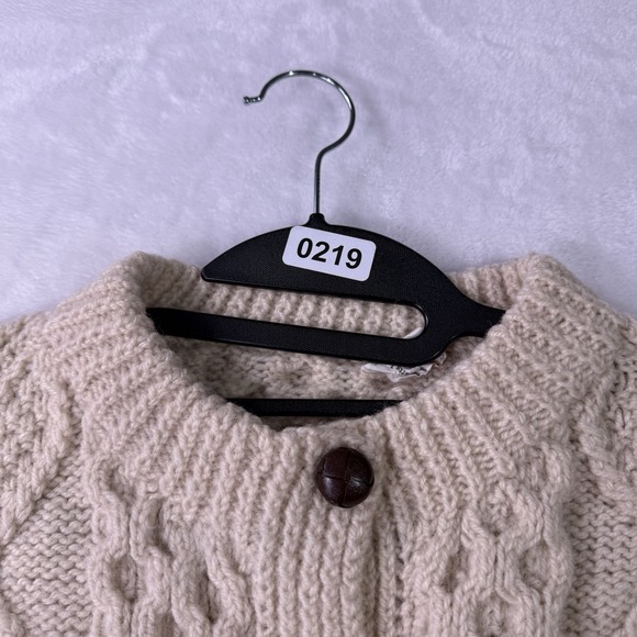 Ireland Handknit Sweater Cardigan Women's M L Blarney 100% Wool Fisherman Chucky - Picture 7 of 7